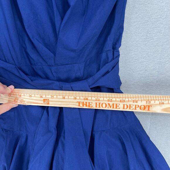 Derek Lam 10 Crosby Dress Womens 2 Blue One Shoulder Ballon Above Knee Tie Front - Picture 7 of 10